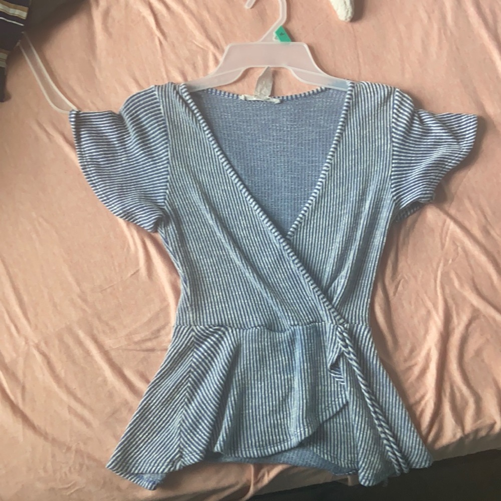 Blue stripped low top blouse/shirt